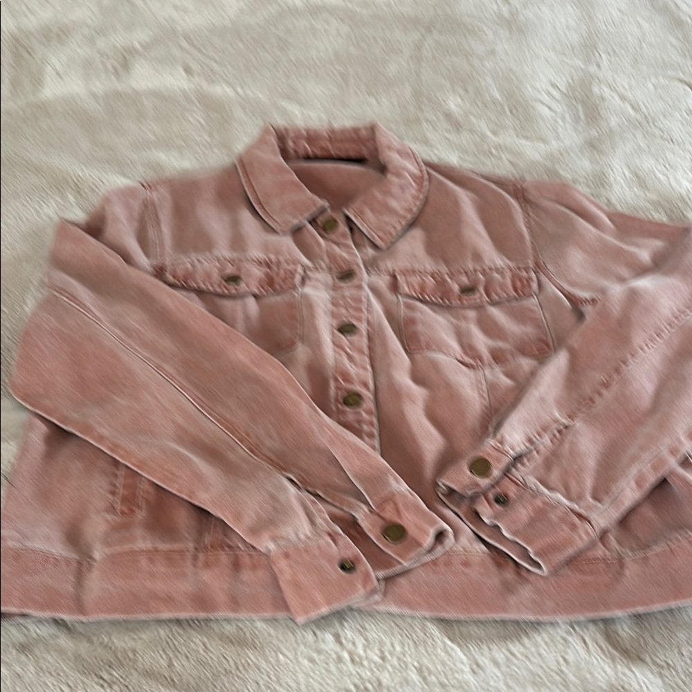 Dusty Orange,Pinkish Jean Jacket with Textured Fabric